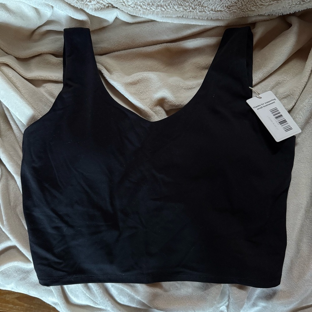 Women's Black Sports Crop Top with Built in Bra